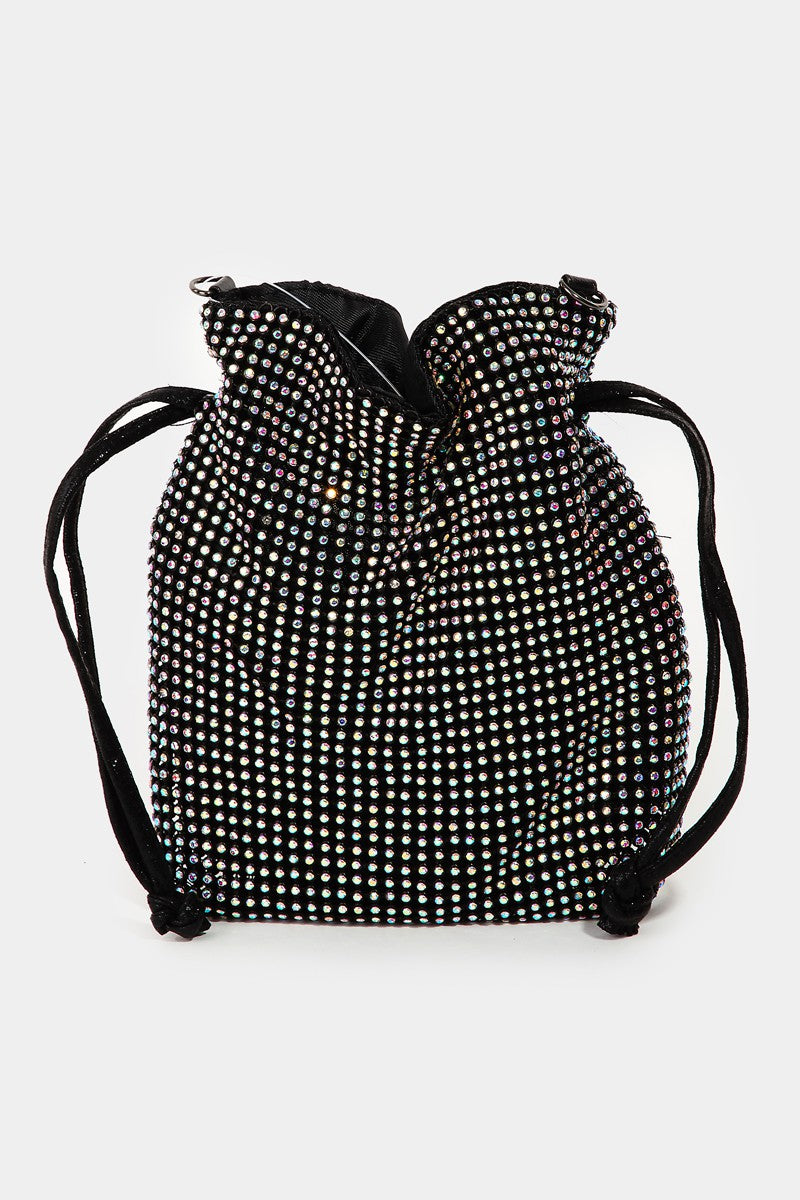 Pave Rhinestone Drawstring Mini Bag - Choli Bags