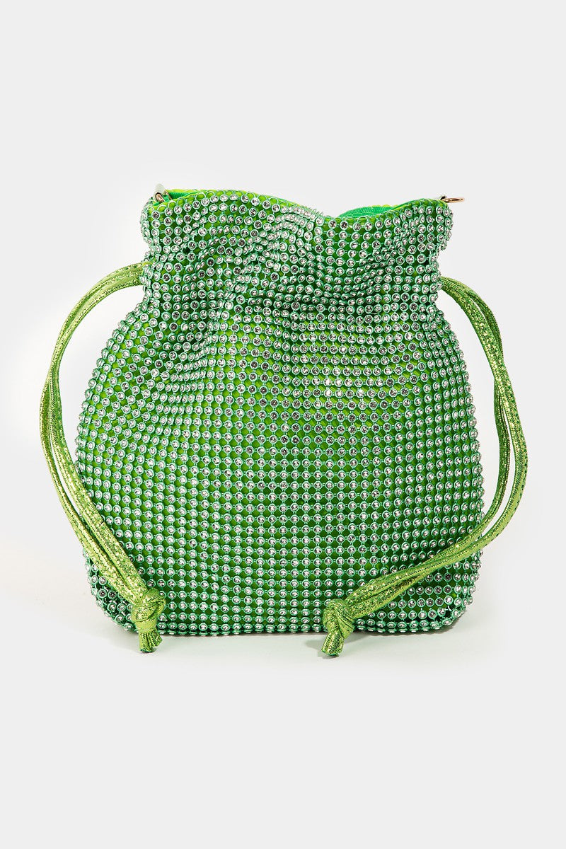 Pave Rhinestone Drawstring Mini Bag - Choli Bags