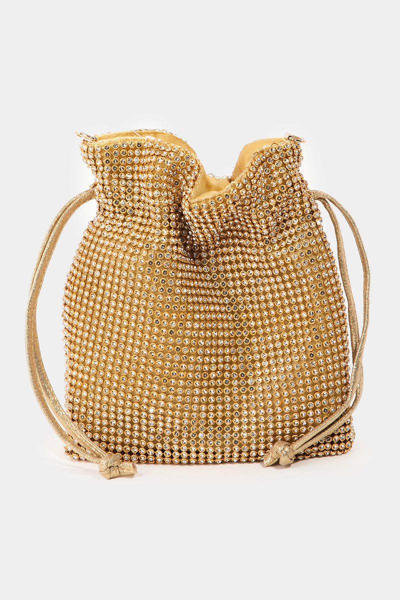 Pave Rhinestone Drawstring Mini Bag - Choli Bags