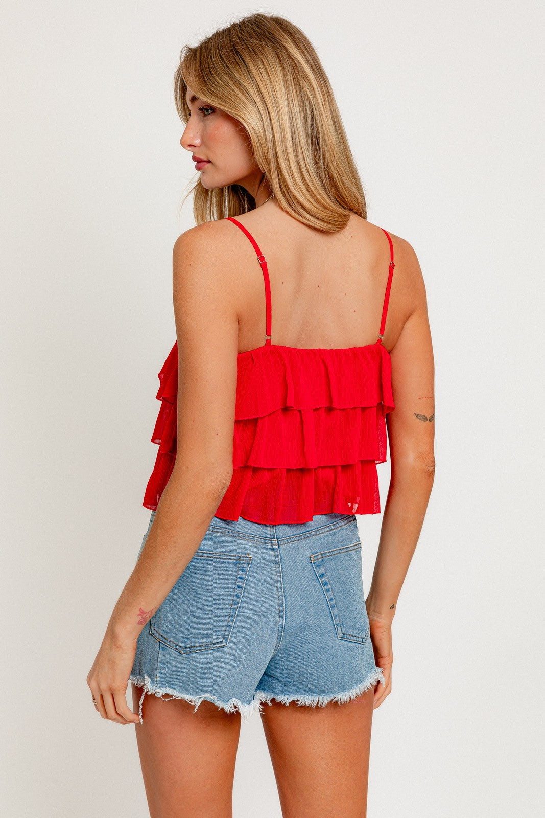 Ruffle Top Cherry Red