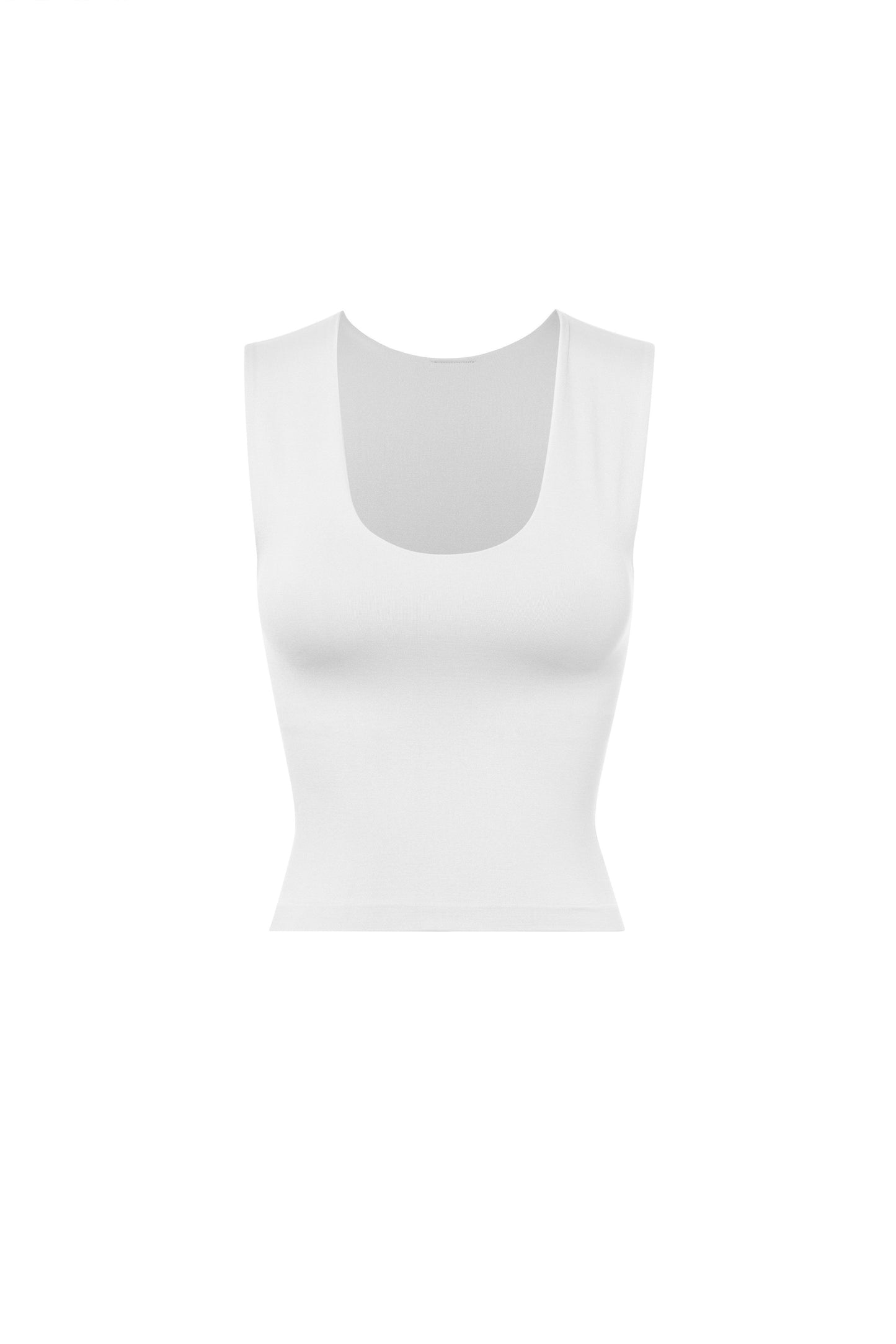 White Wide Shoulder Basic Top