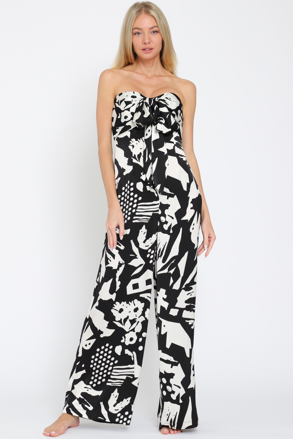 Black Multi Satin Jumpsuit