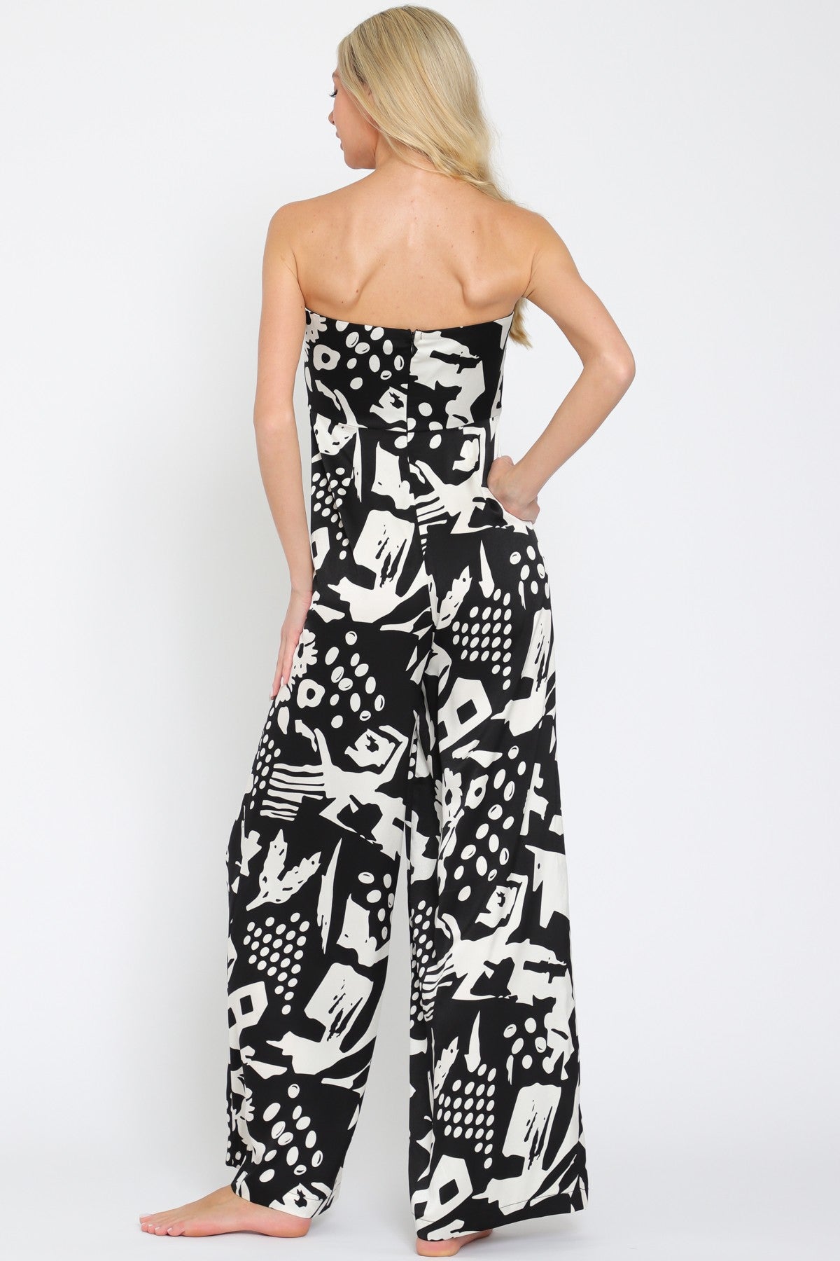 Black Multi Satin Jumpsuit