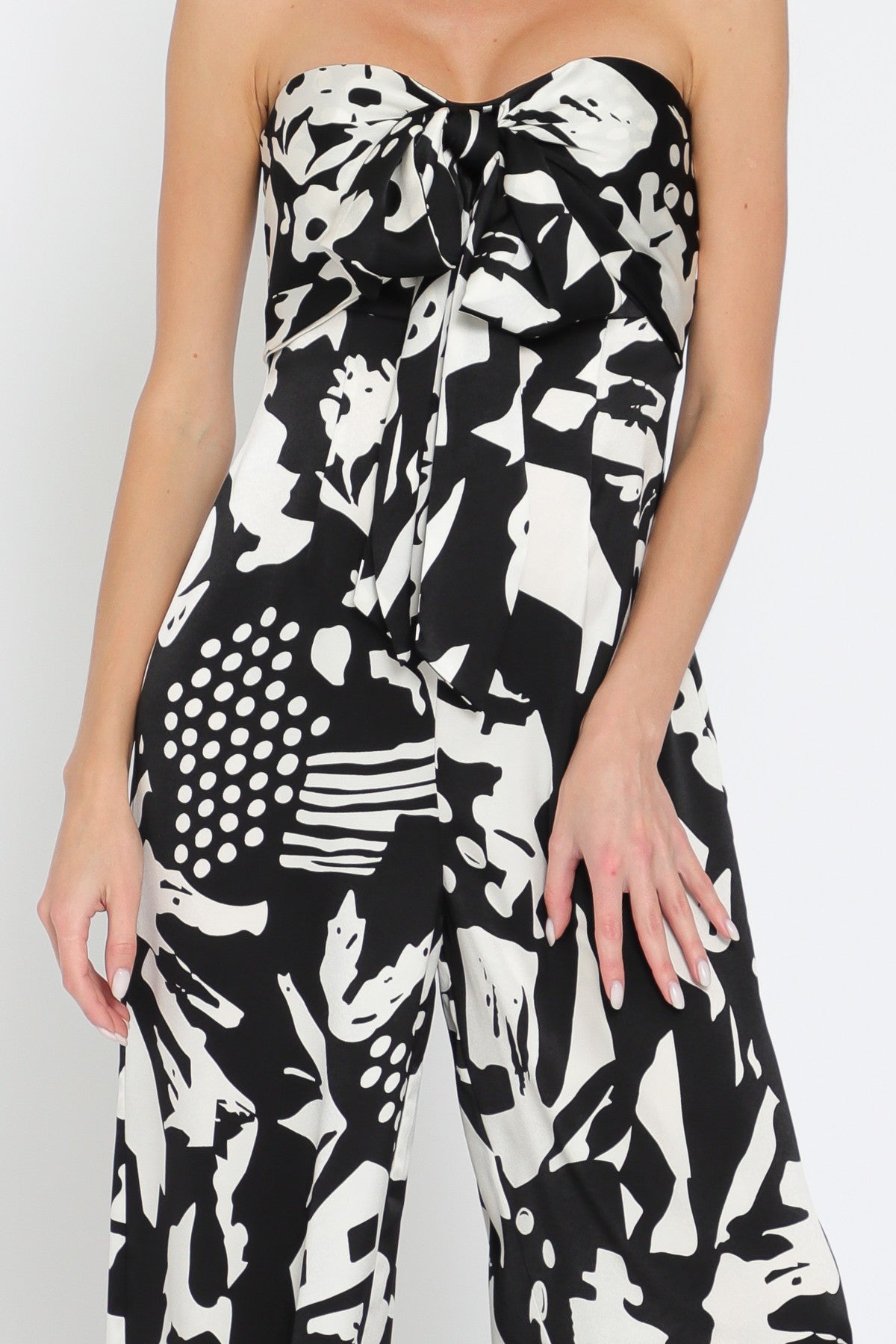 Black Multi Satin Jumpsuit