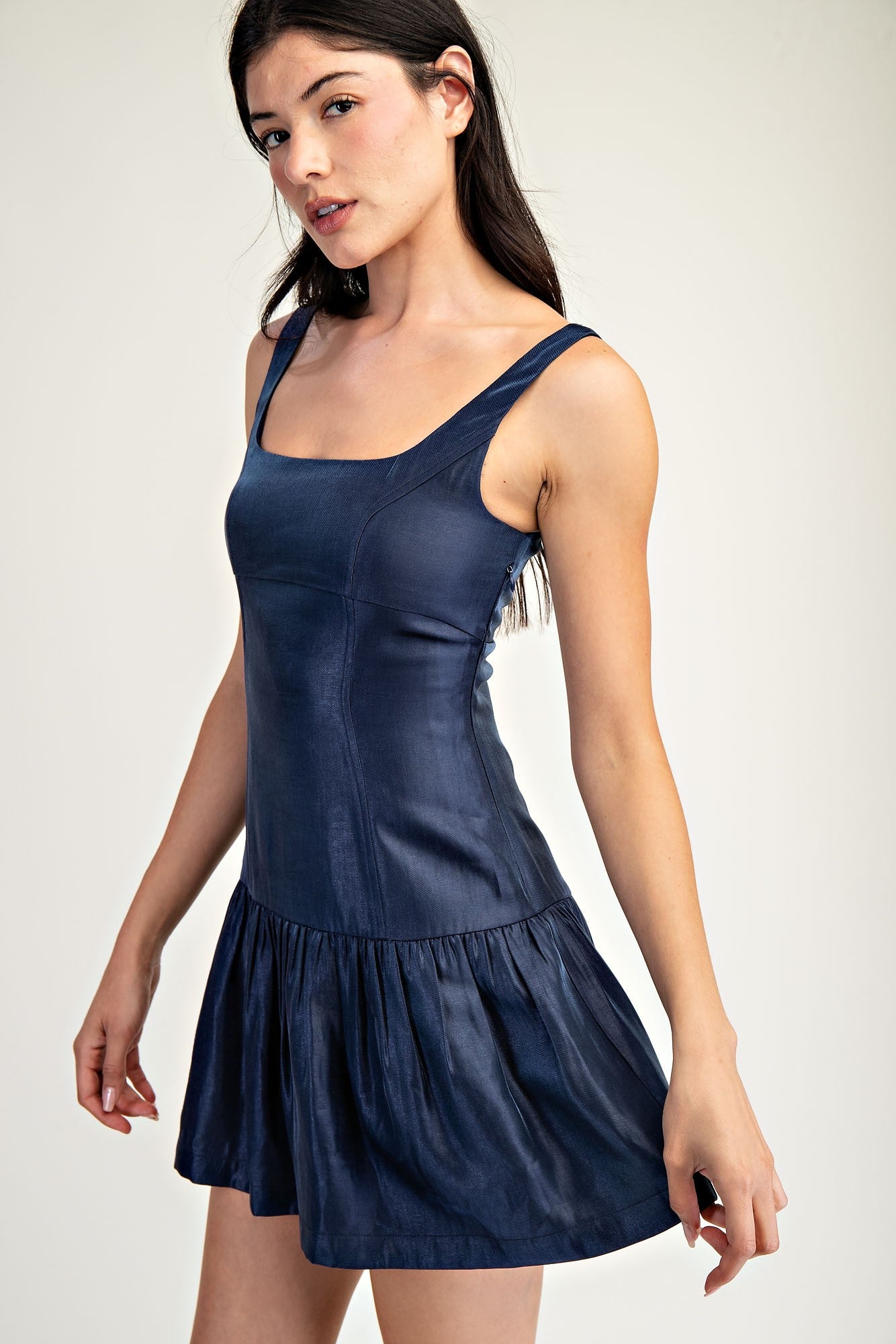 Navy Satin Dress