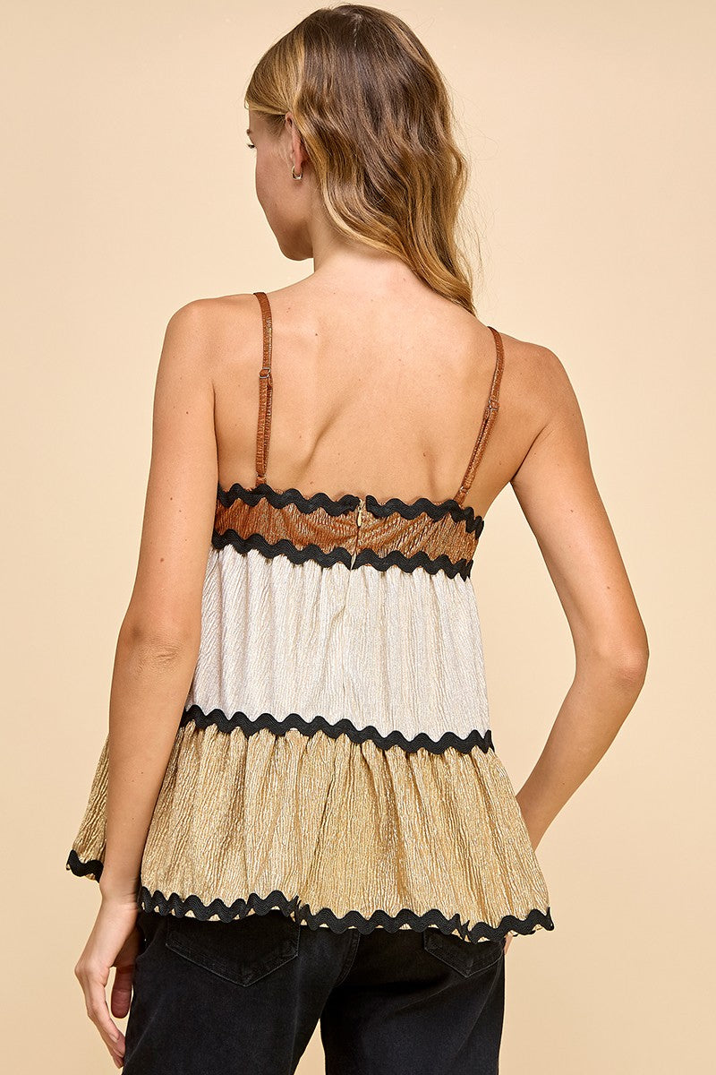 Metallic Color Block Top