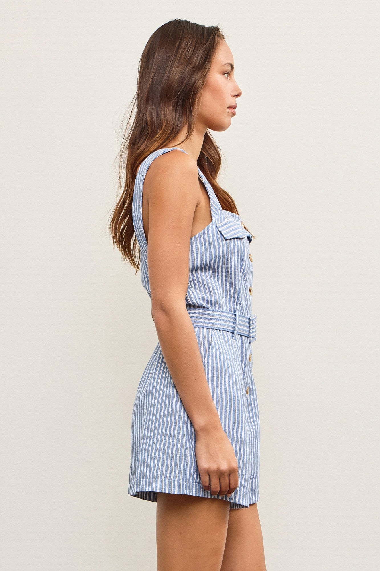 Blue Belted Romper