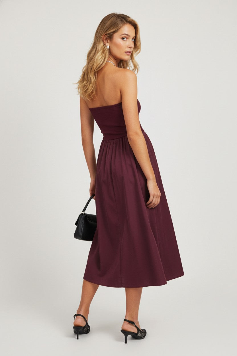 Wine Tube Top Dress