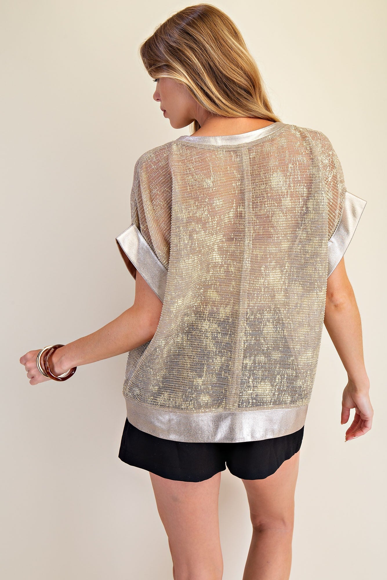 Taupe Shine Shell Top