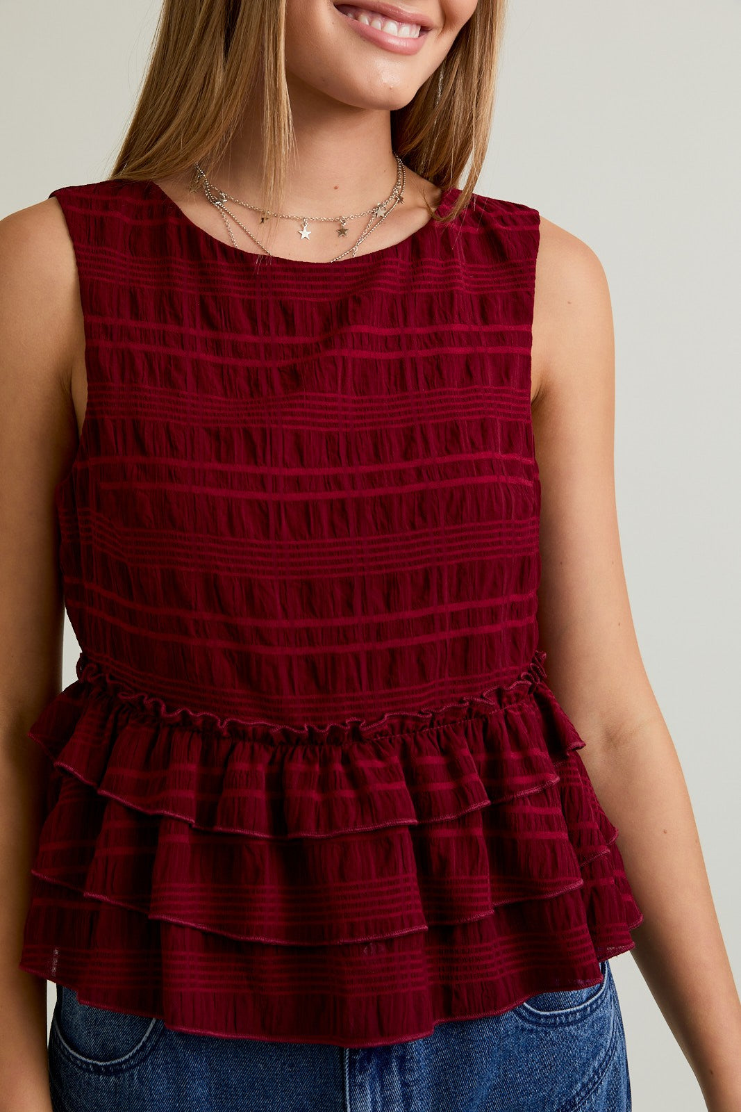 Burgandy Ruffle Top
