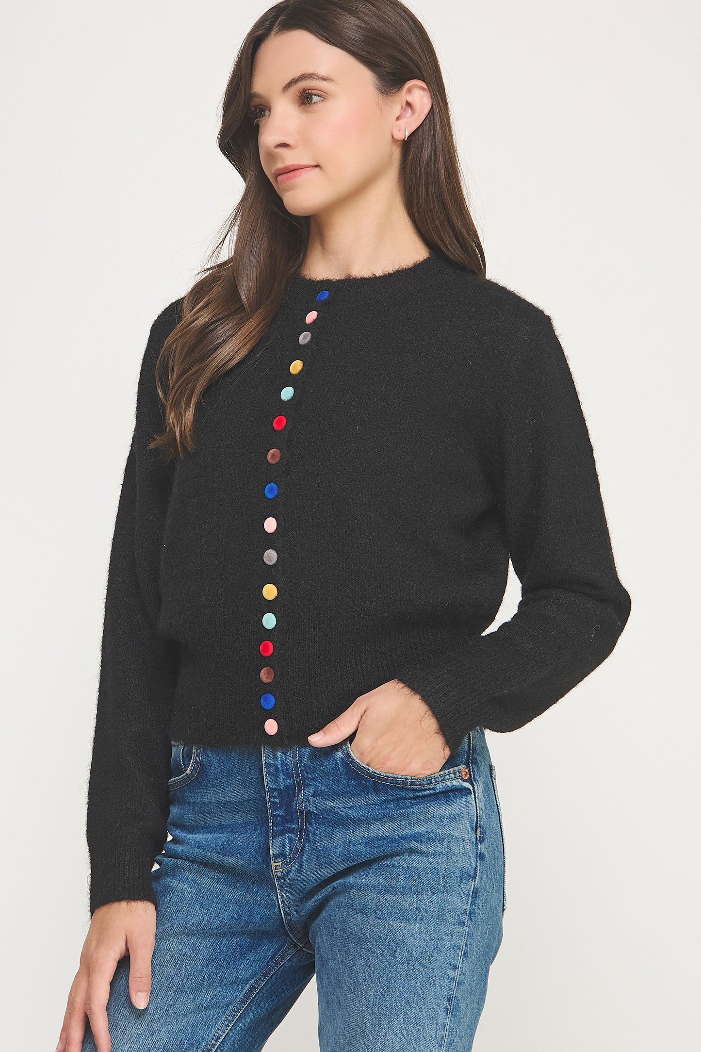 Multi Color Button Knit Cardigan
