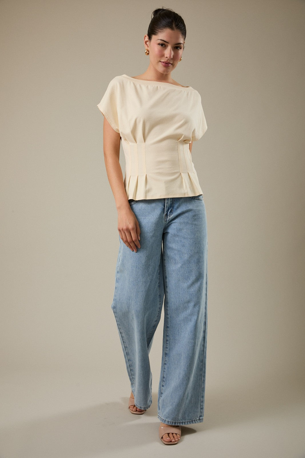 Pleated Waist Detail Top