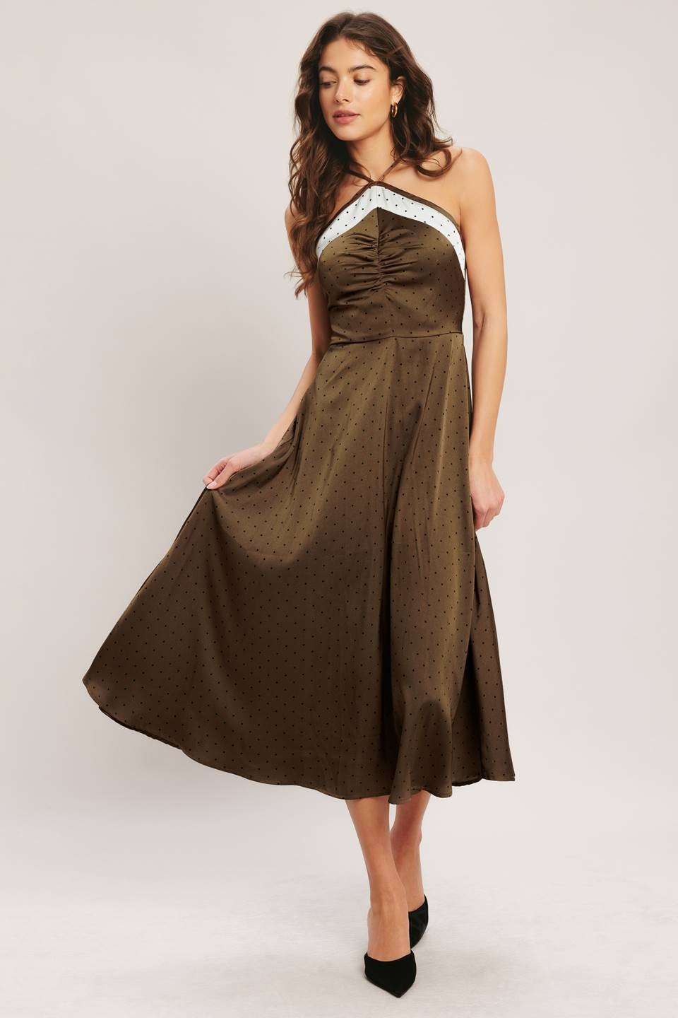Espresso Satin Midi Dress