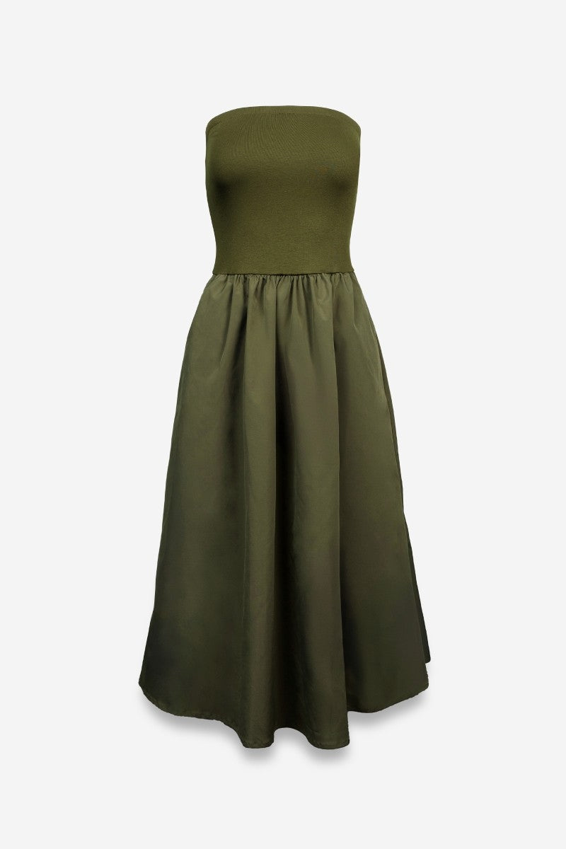 Olive Tube Top Maxi Dress