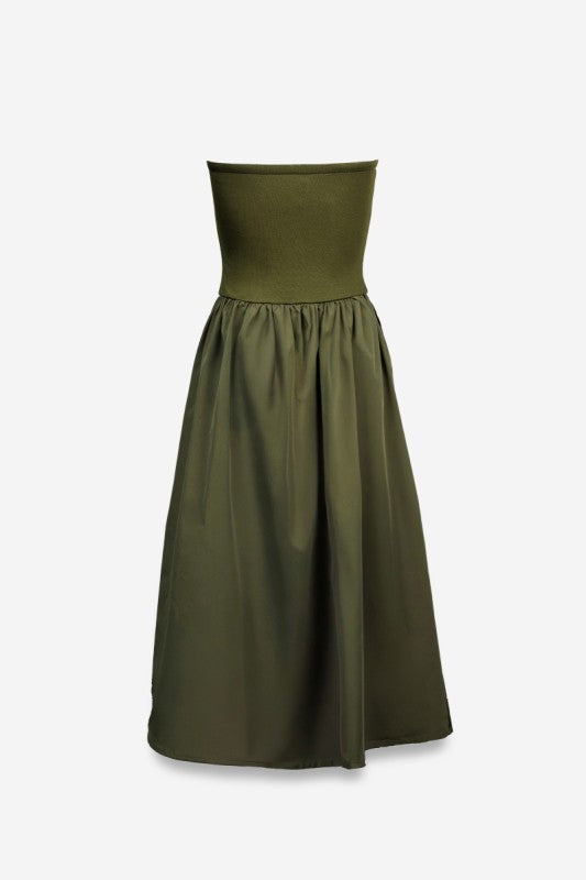 Olive Tube Top Maxi Dress