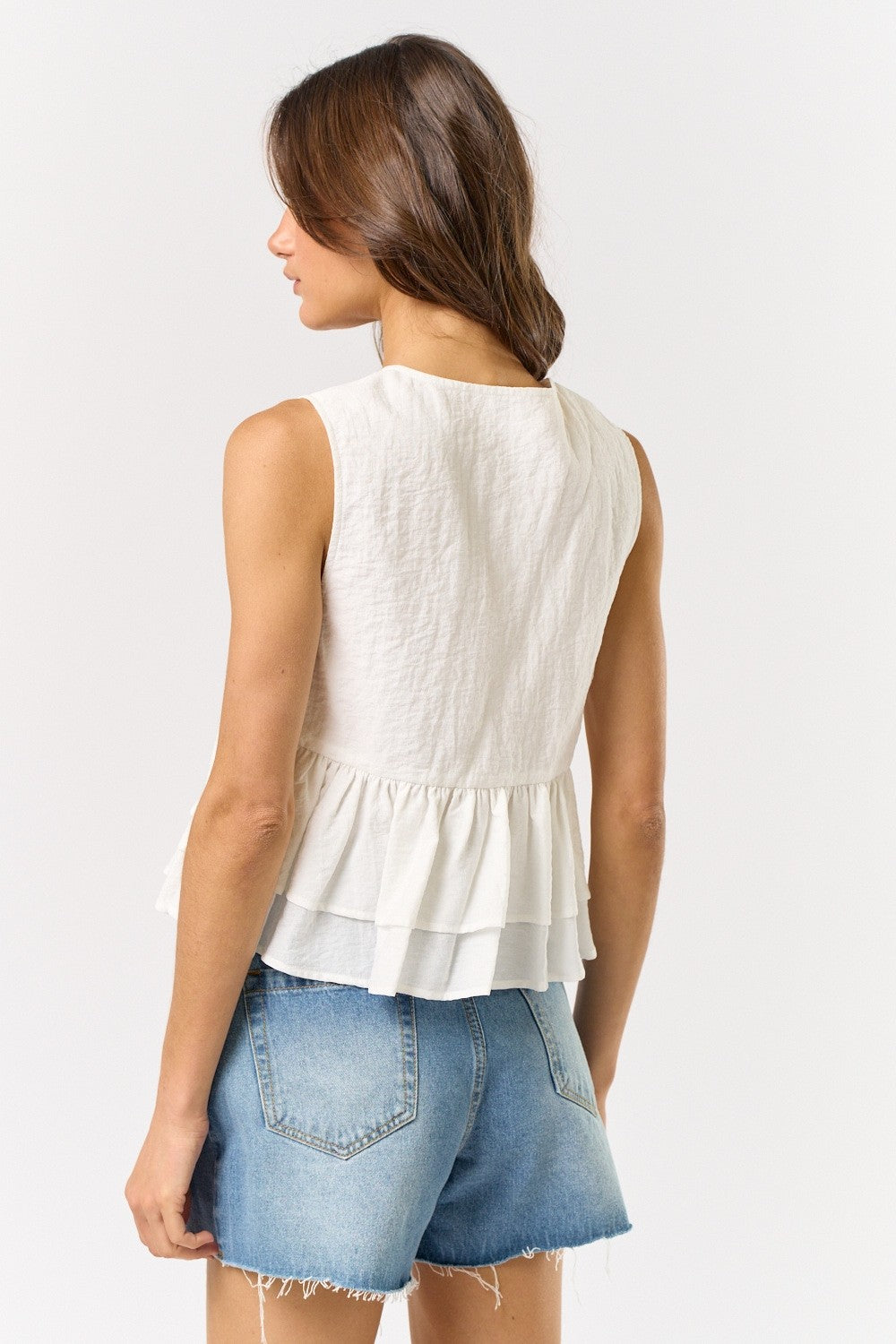 Ruffled Peplum Button Down Top