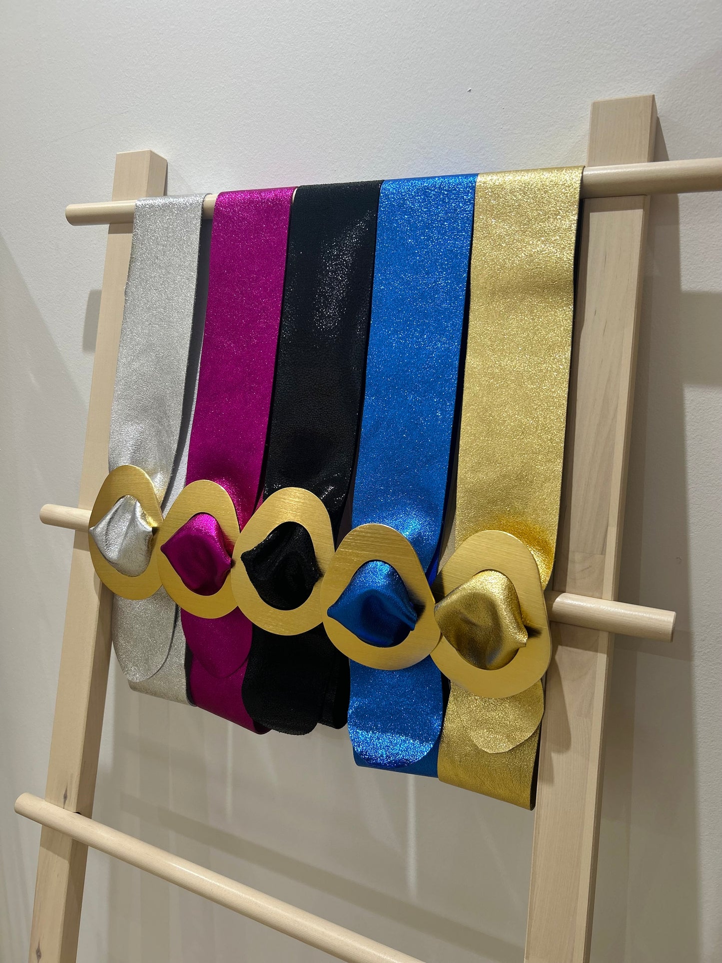 Adjustable Metallic Leather Belt - Made in Italy