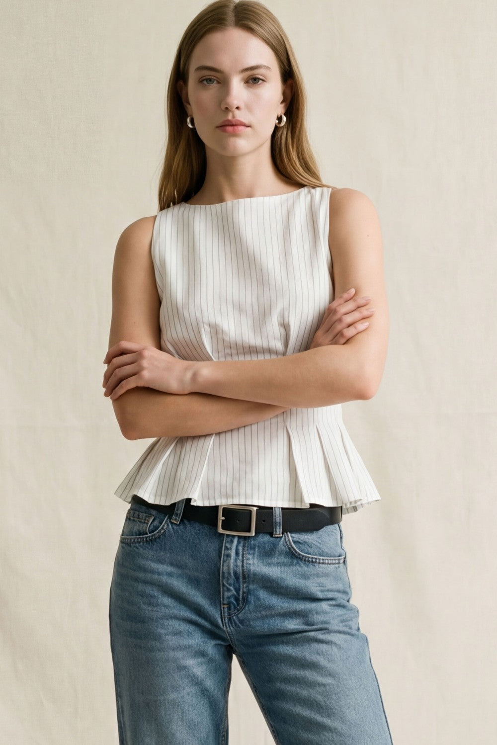 White and Blue Top