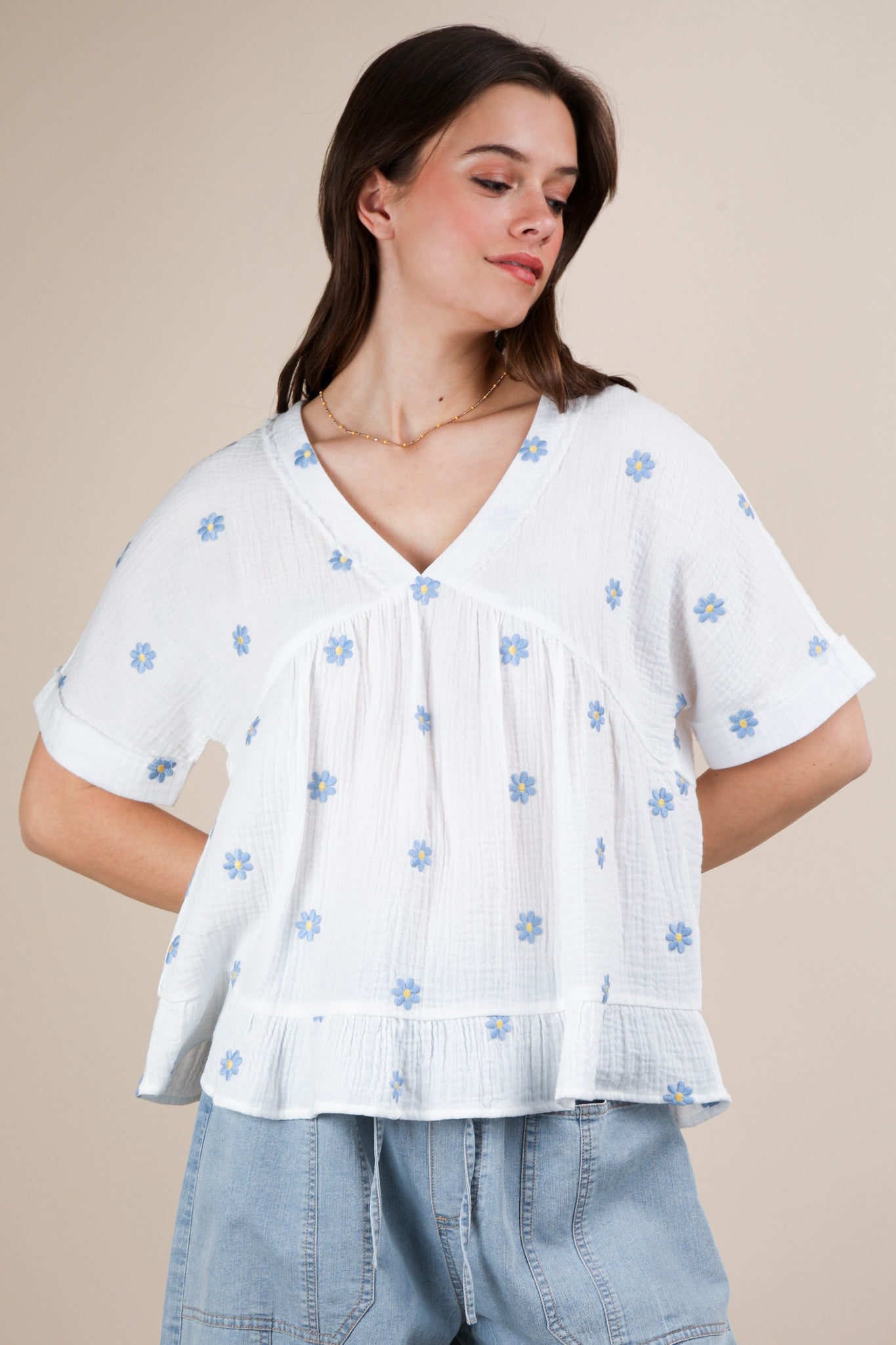 Flower Woven Top