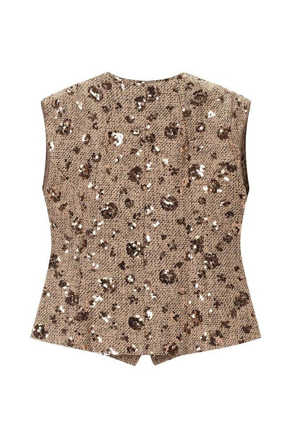 Sequin V-neck Vest