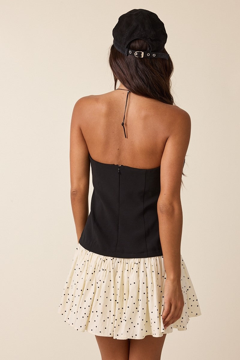 Black Polka Dot Tube Mini Dress