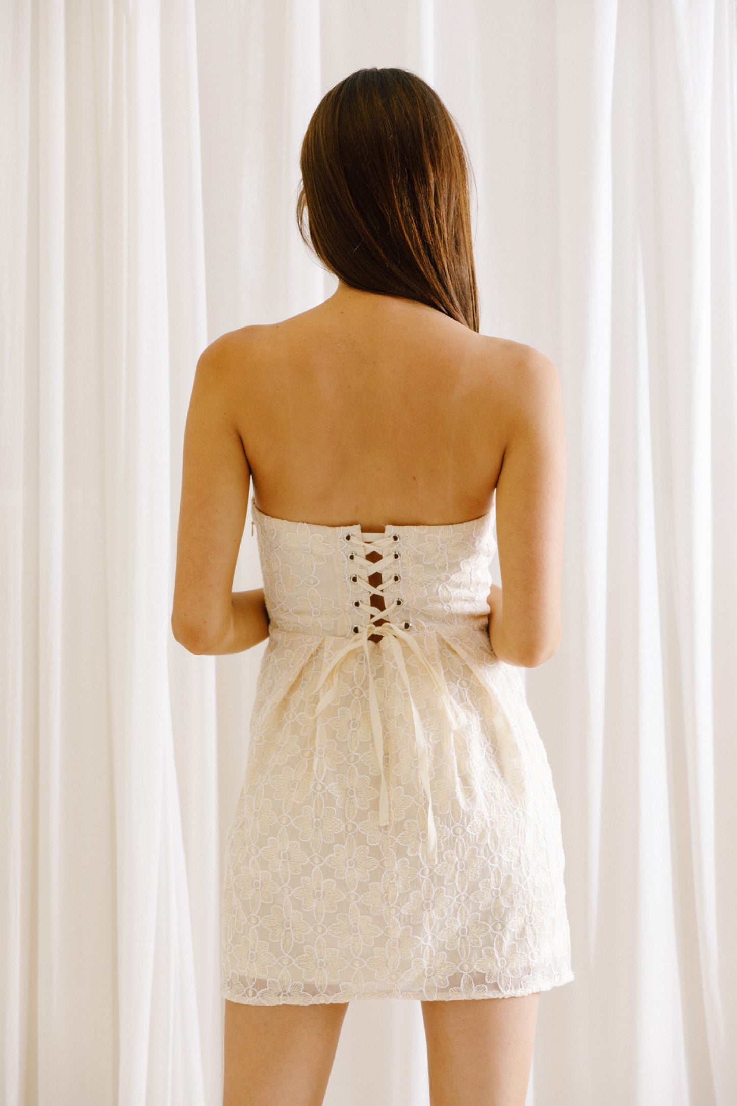 Cream Floral Mini Dress