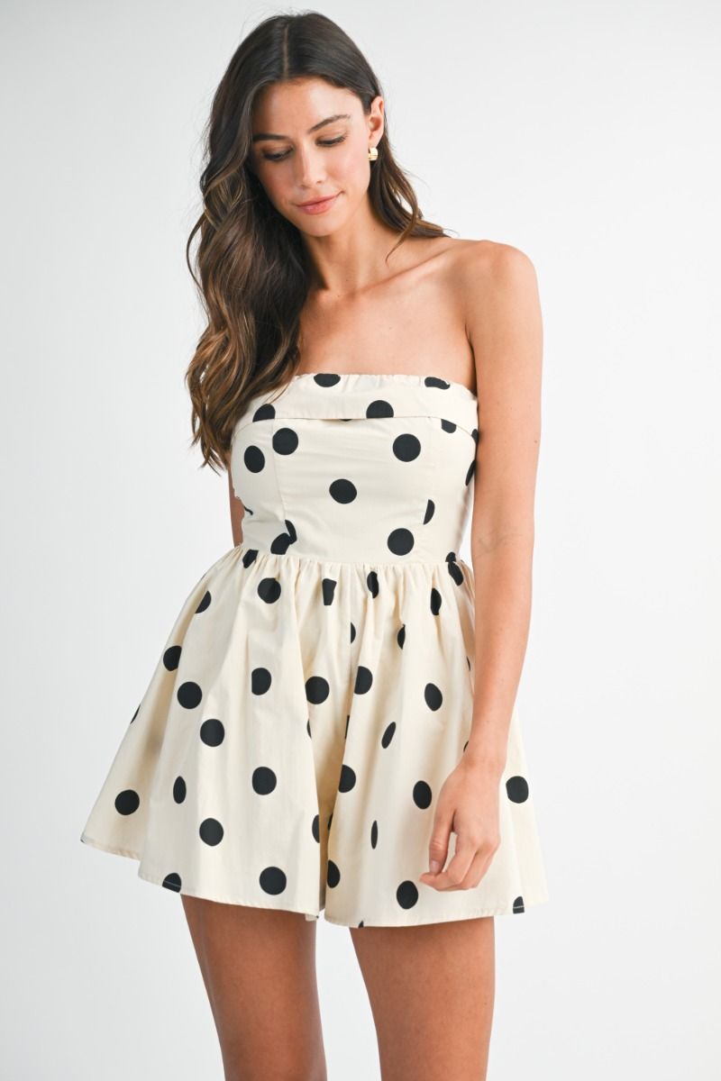 Cream Polka Dot Romper