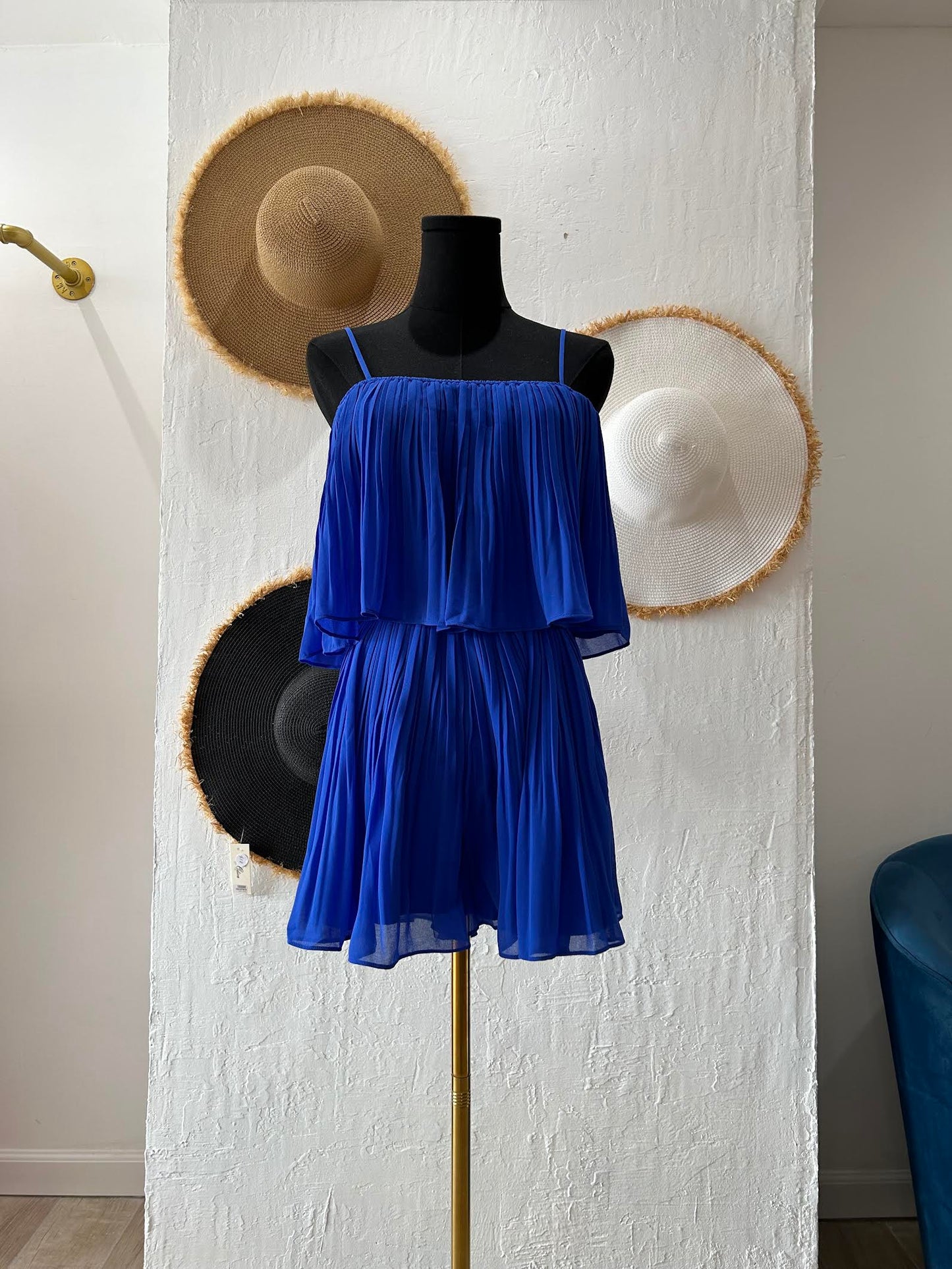 Dhalia Pleated Romper Blue