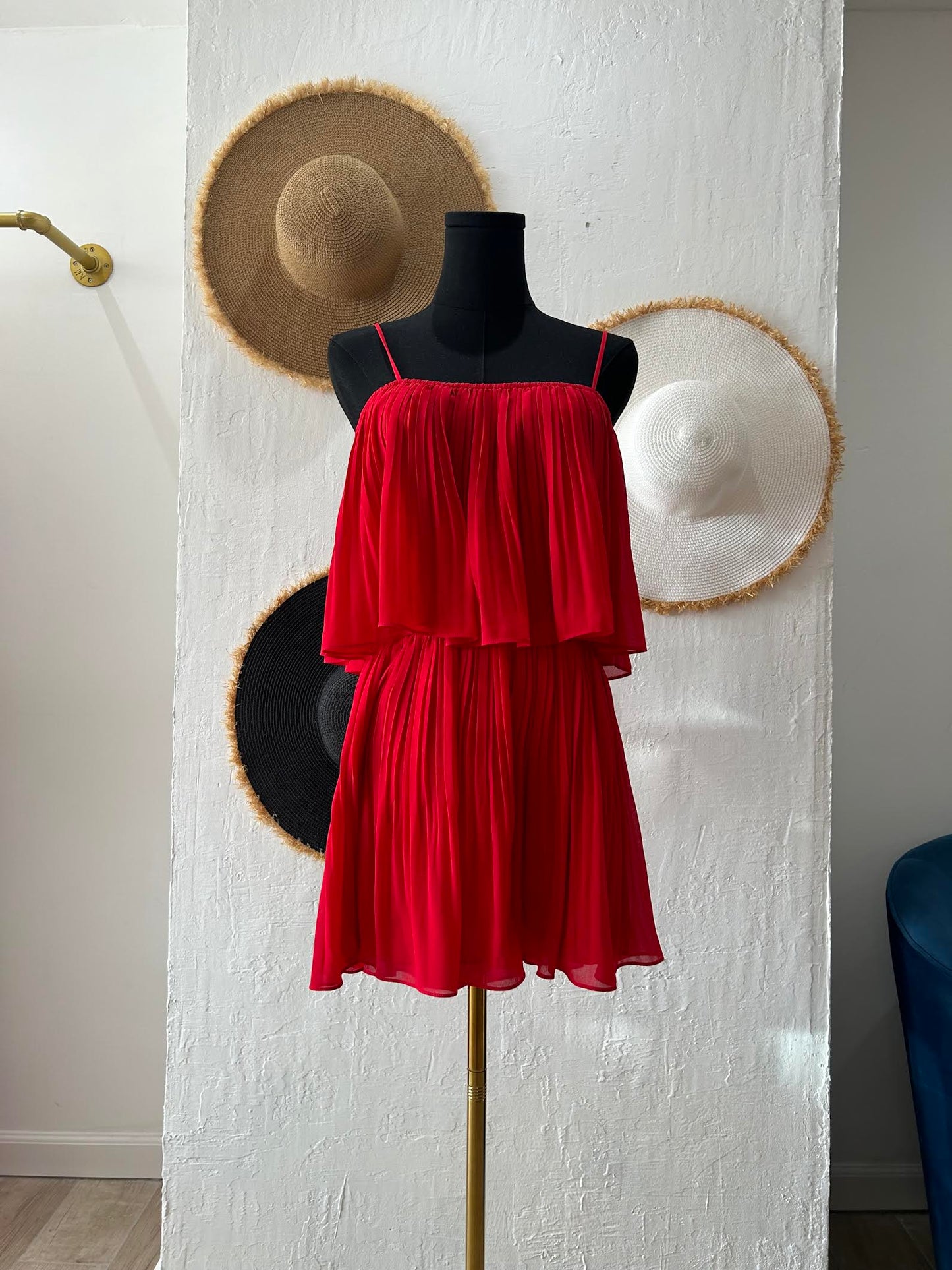 Dhalia Pleated Romper Red