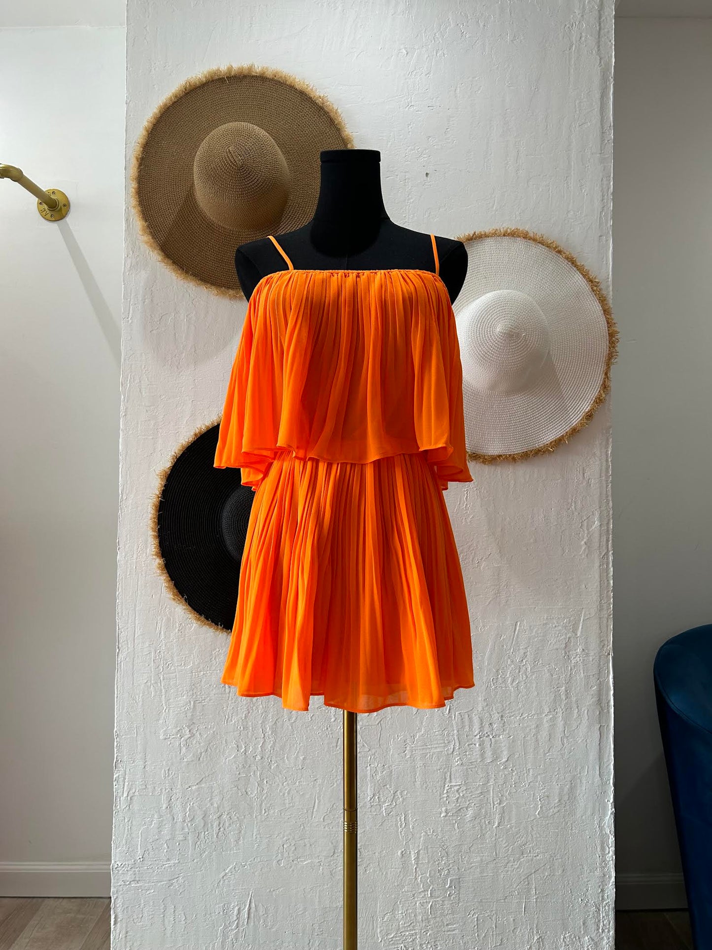 Dhalia Pleated Romper Orange