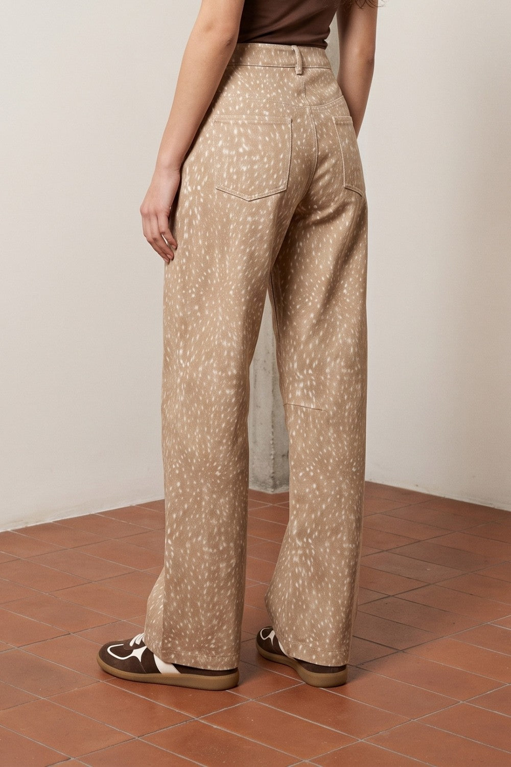 Bambi Print Twill Barrel Pants