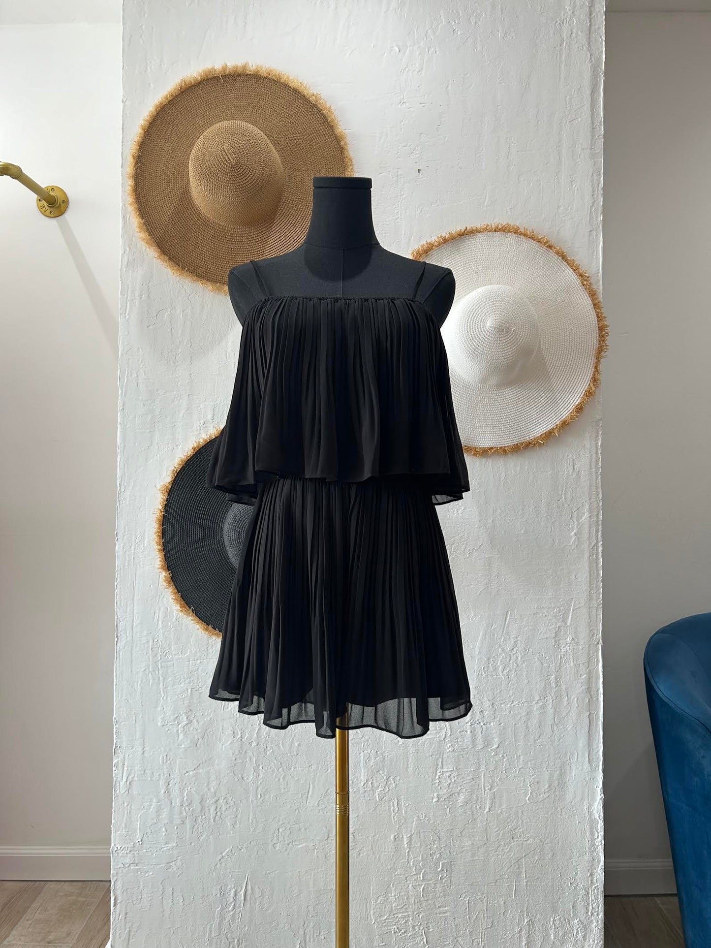 Dhalia Pleated Romper Black