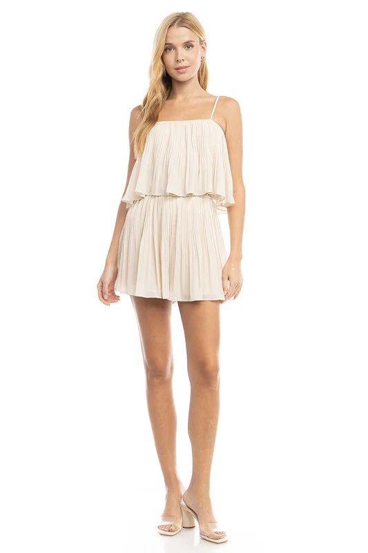 Dhalia Pleated Romper Beige