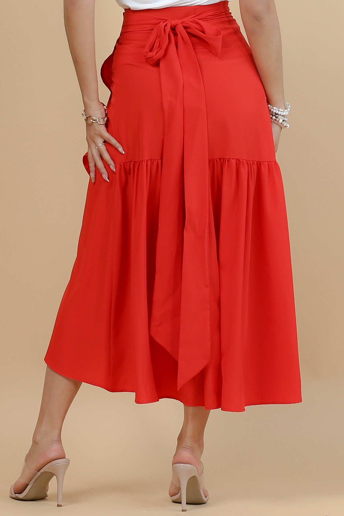 Fiery Red Wrap Skirt