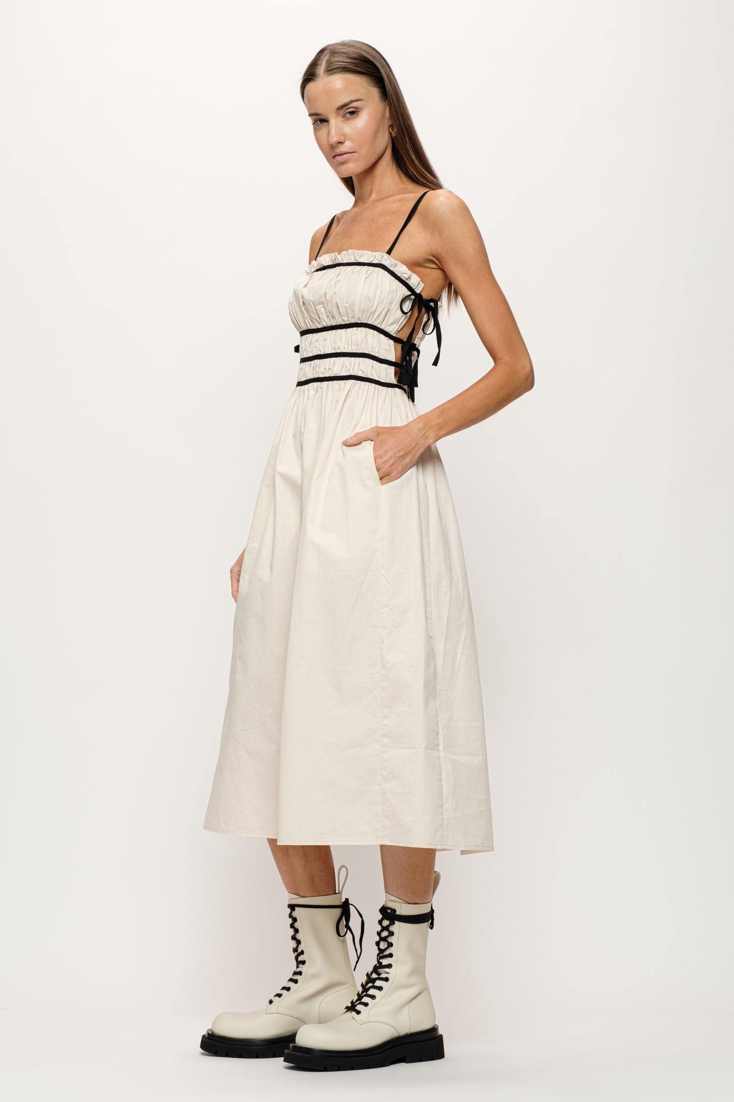 Lena Cream Midi Dress