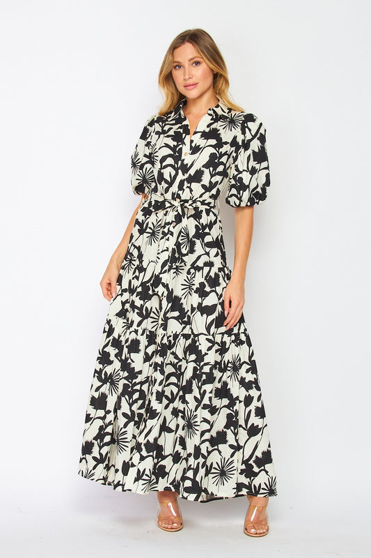 Palm Tree Black Maxi Dress