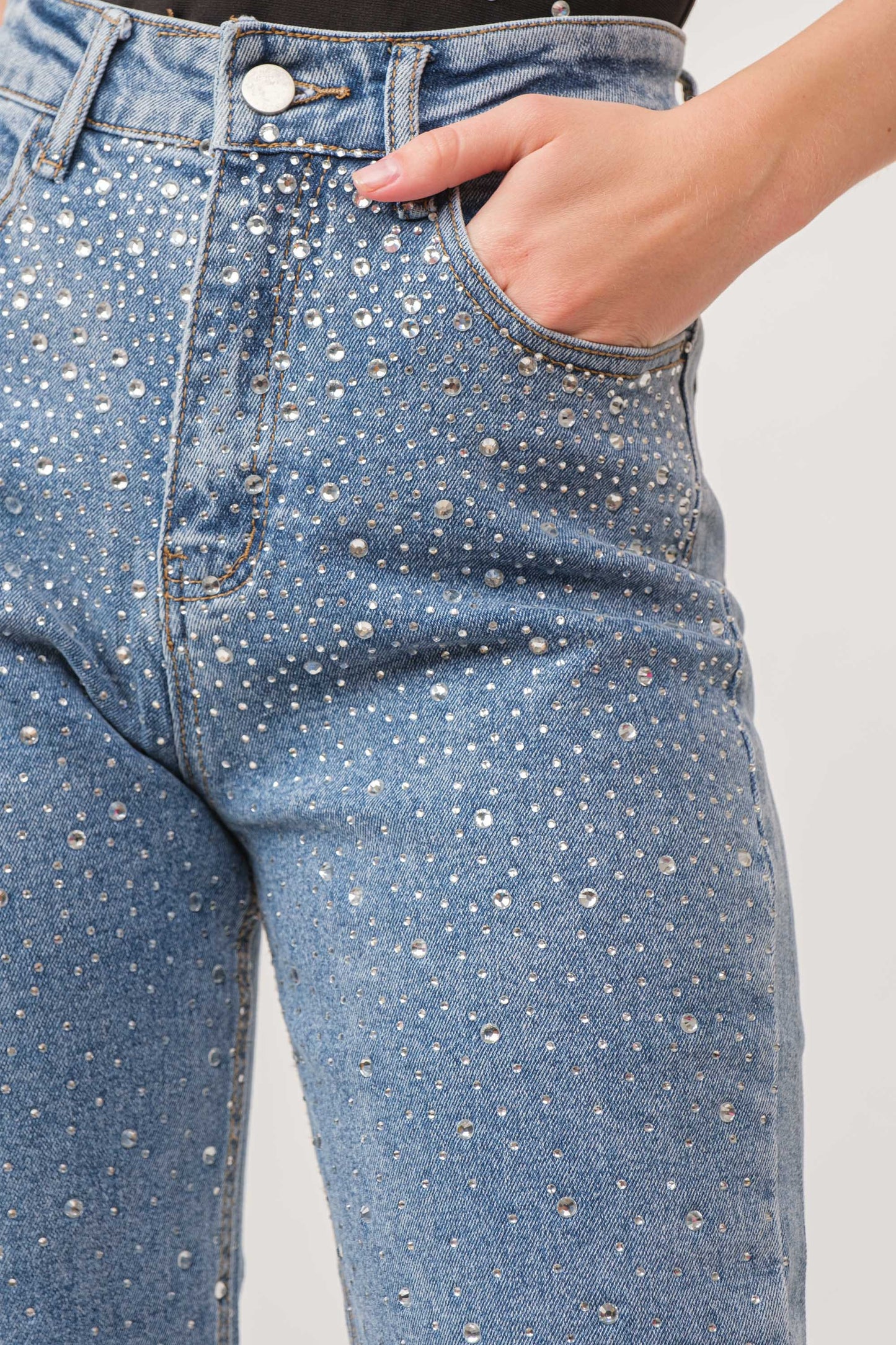 Rhinestone High Rise Jeans