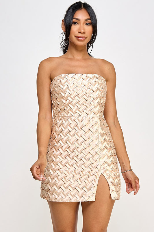 Cream Pattern Mini Dress