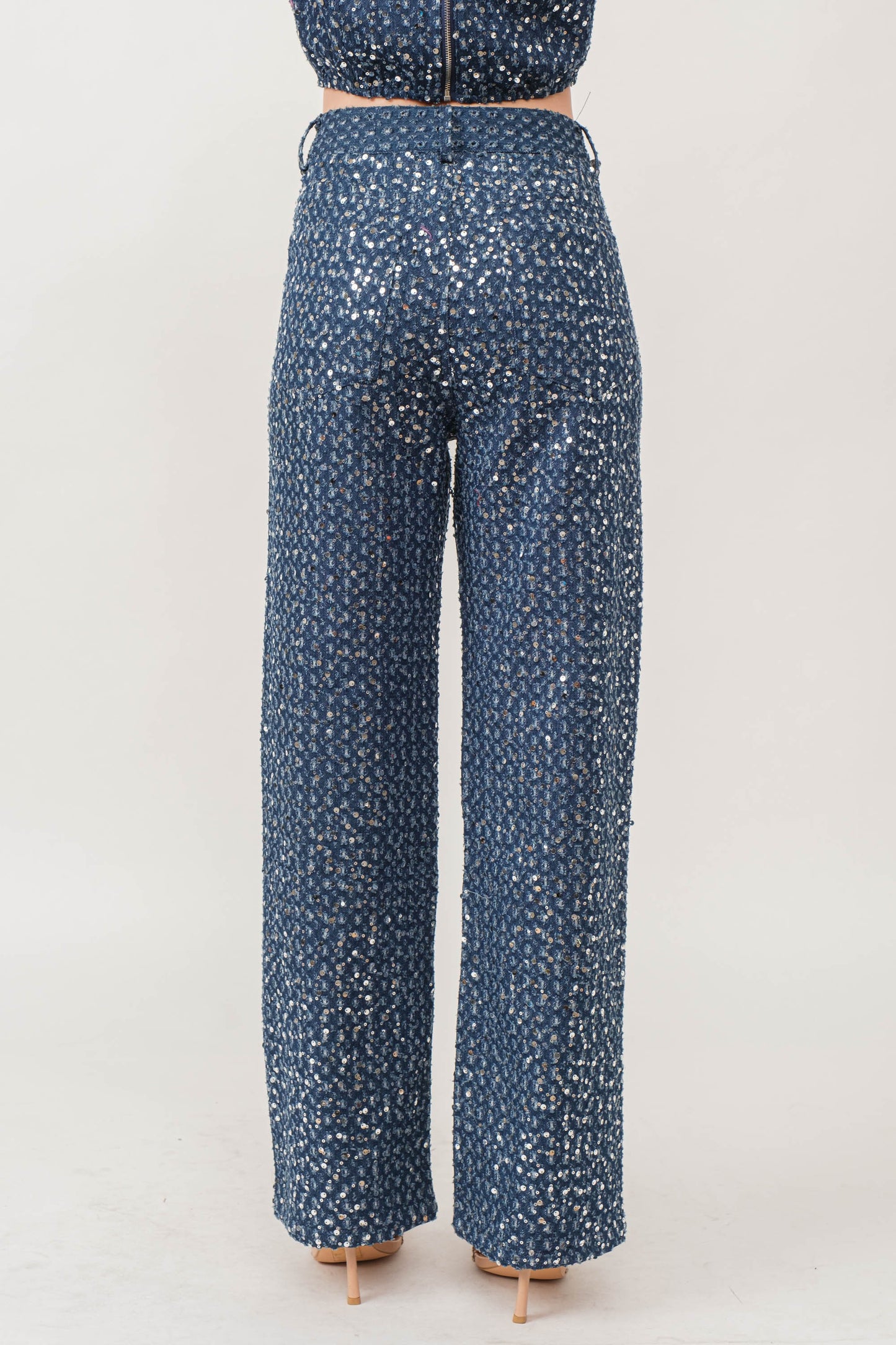 Sequin Denim Pants