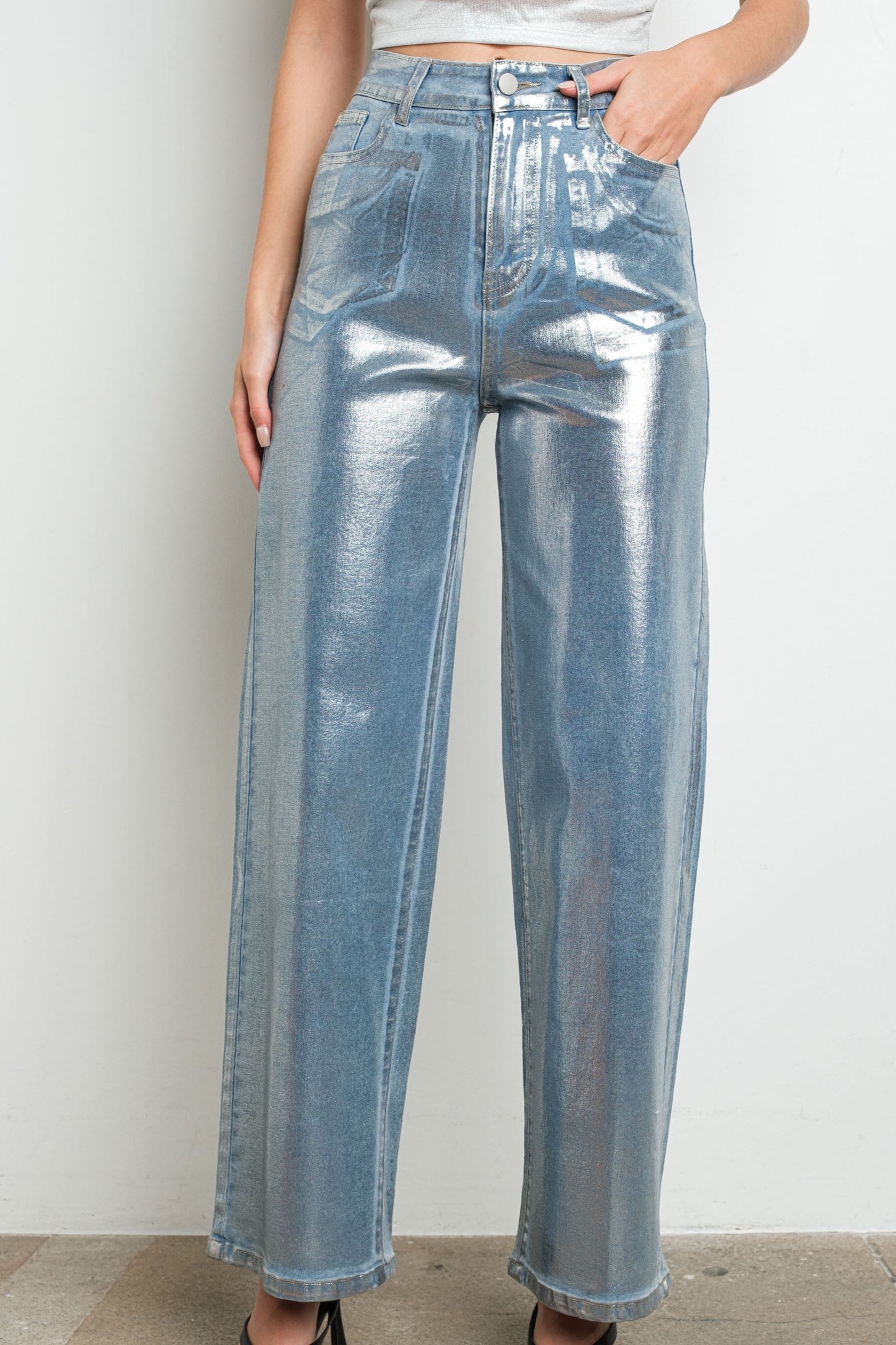 Metallic Stretch Jeans