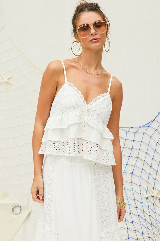 Eyelet Cami Top (Skirt Available)