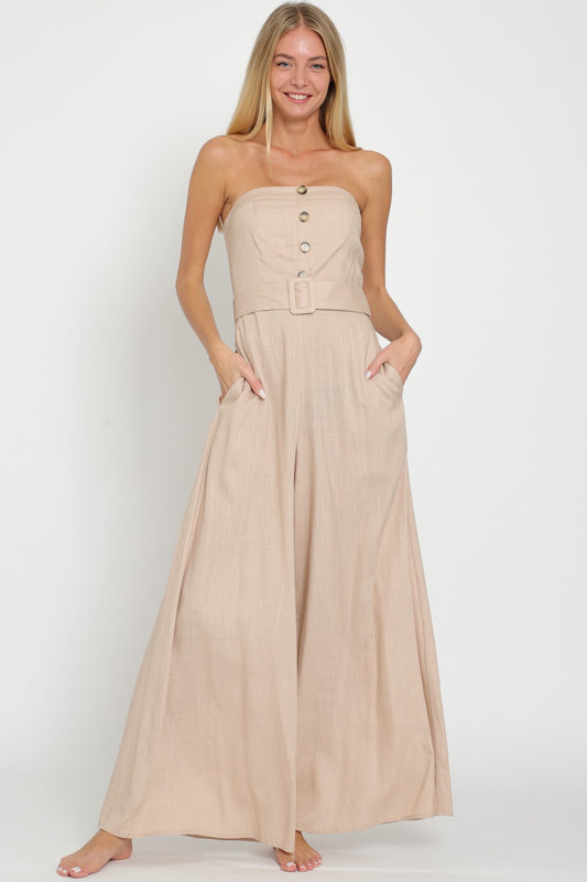 Belted Linen Jumpsuit