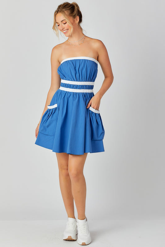 Summer Contrast Dress Blue