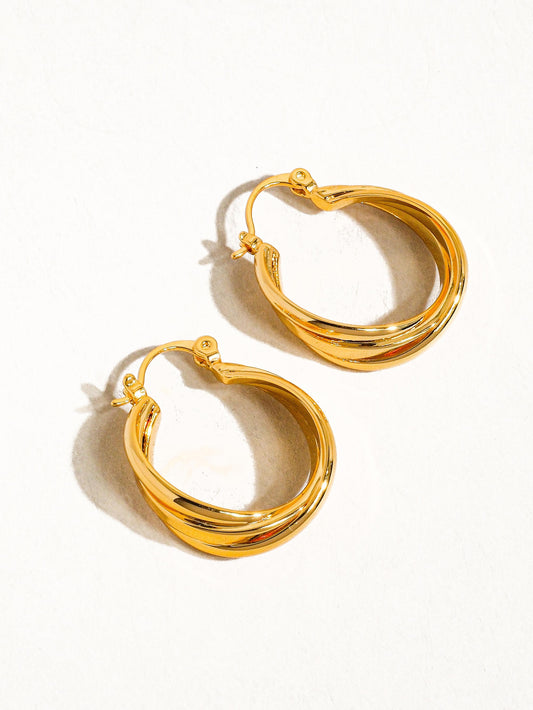 18k Gold Twisted Hoop Earring