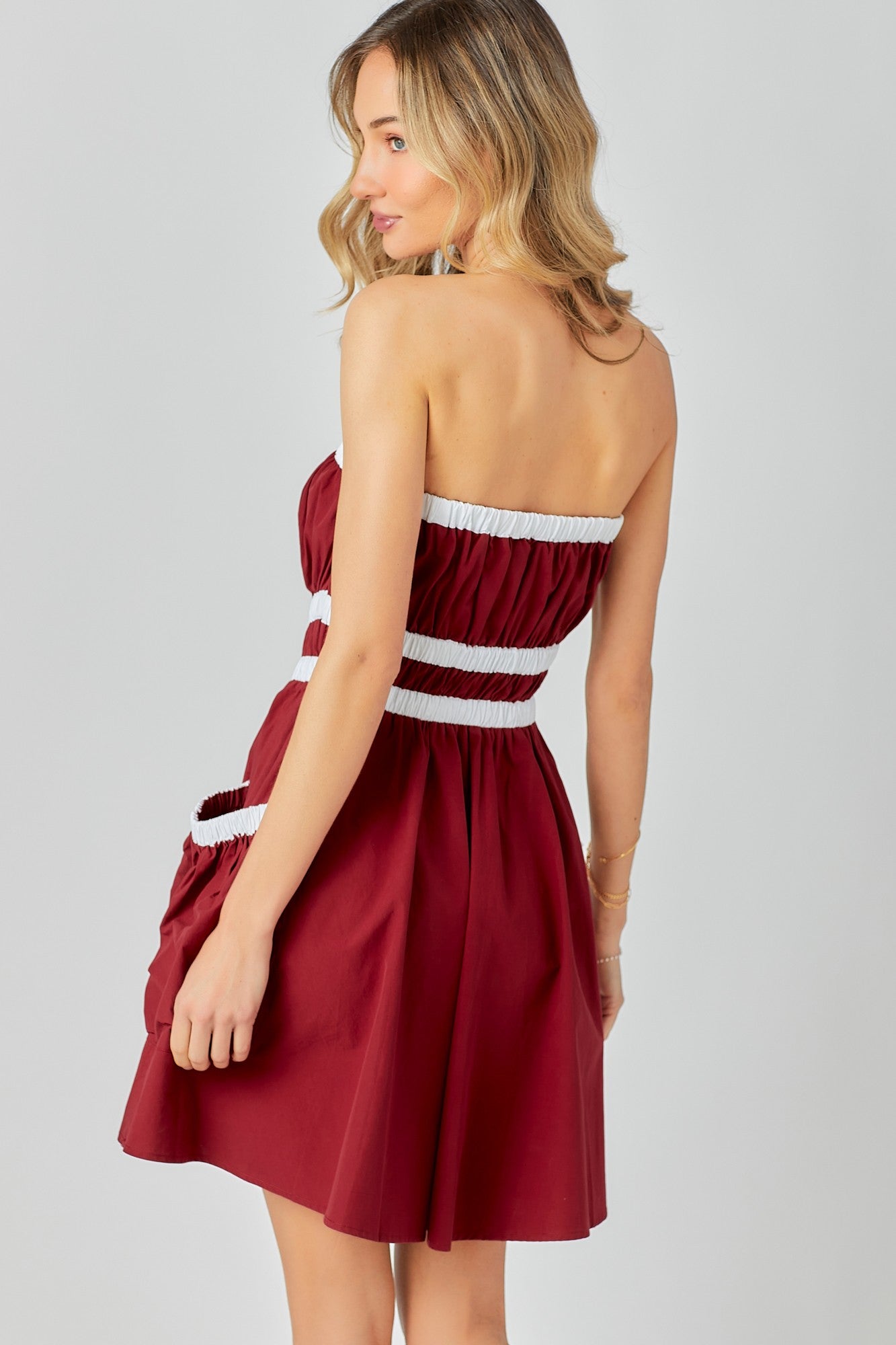 Contrast Dress Burgandy