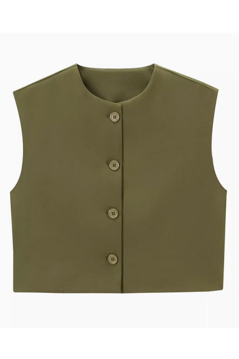 Army Green Button Down Vest