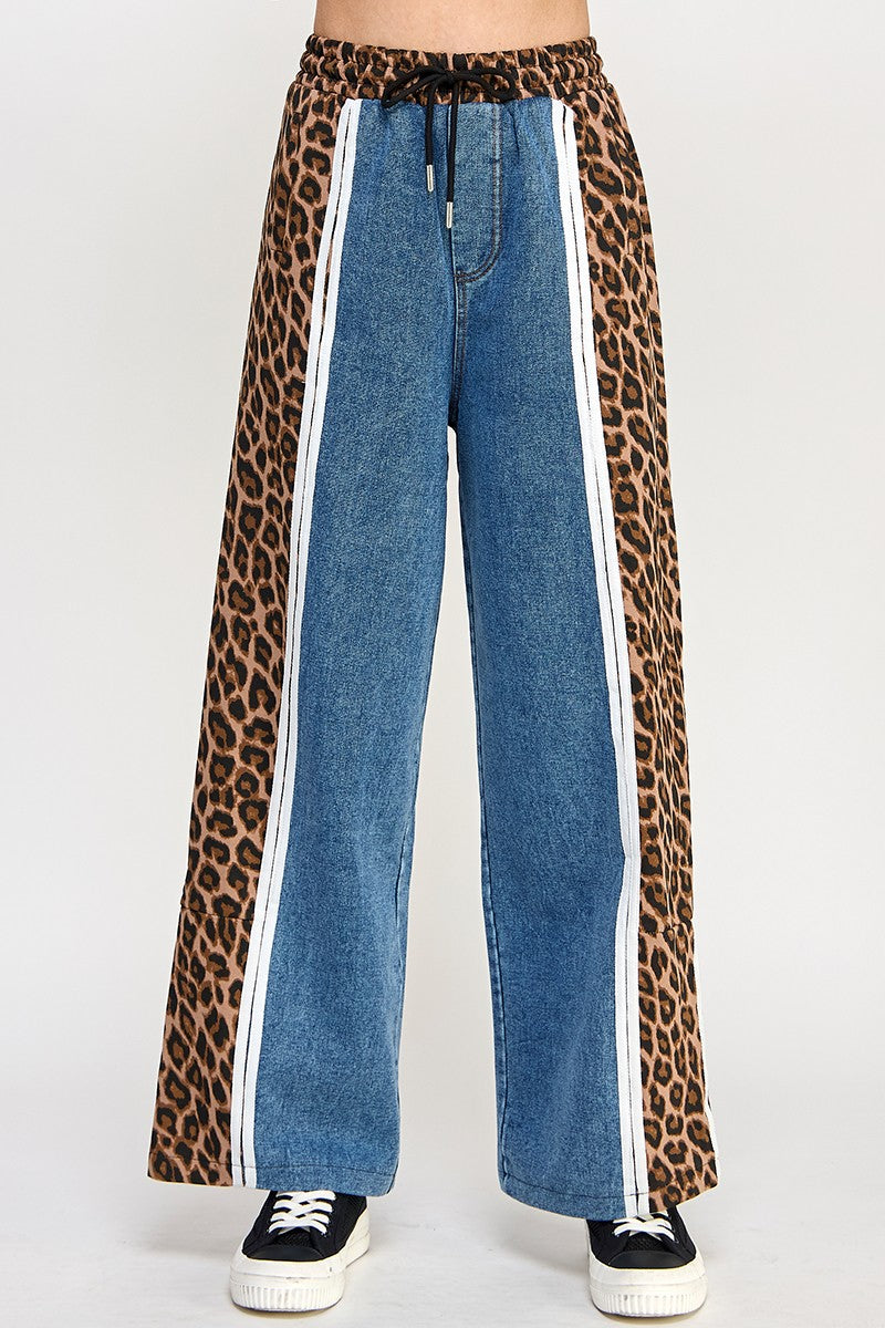 Animal Print Side Patch Denim