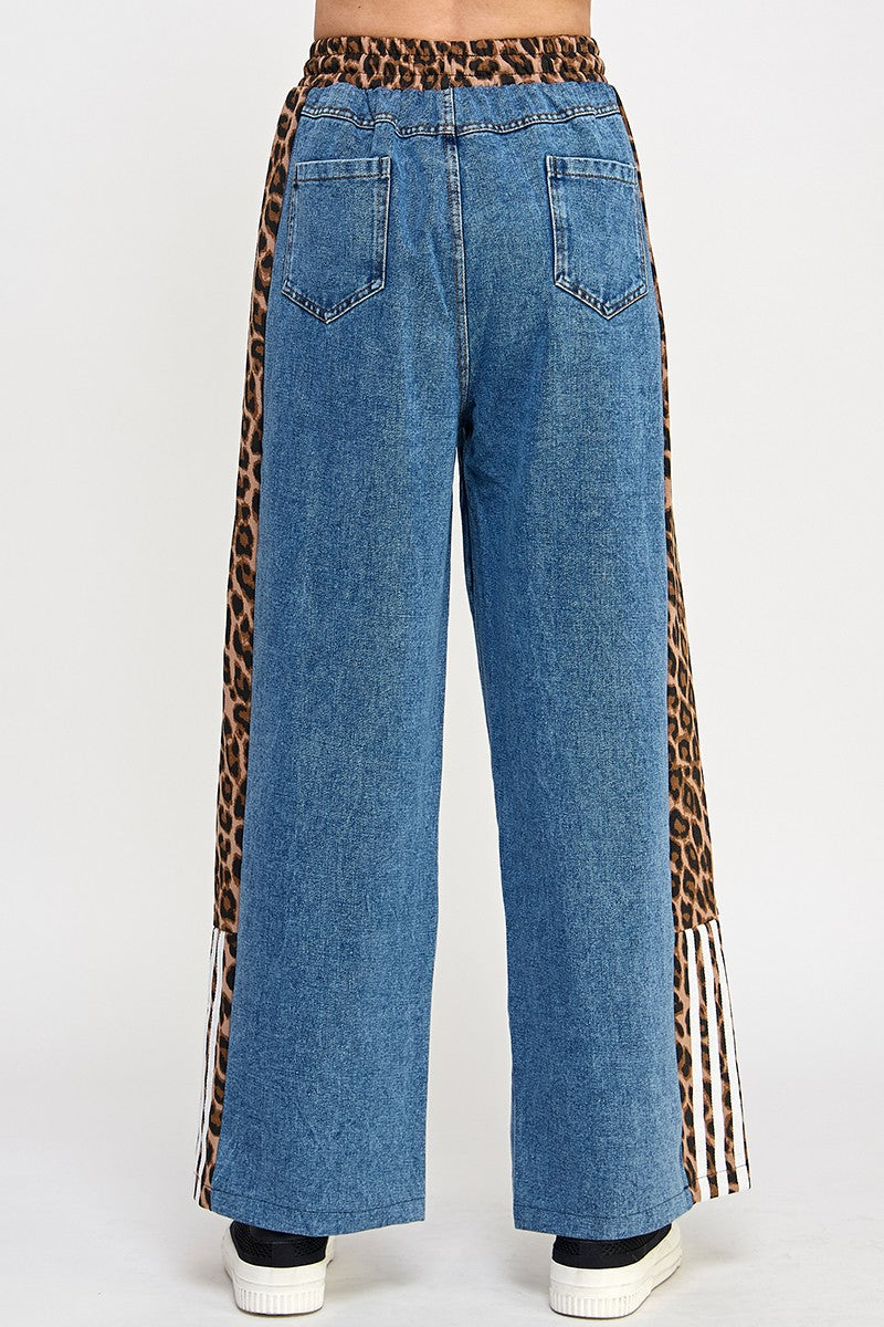 Animal Print Side Patch Denim