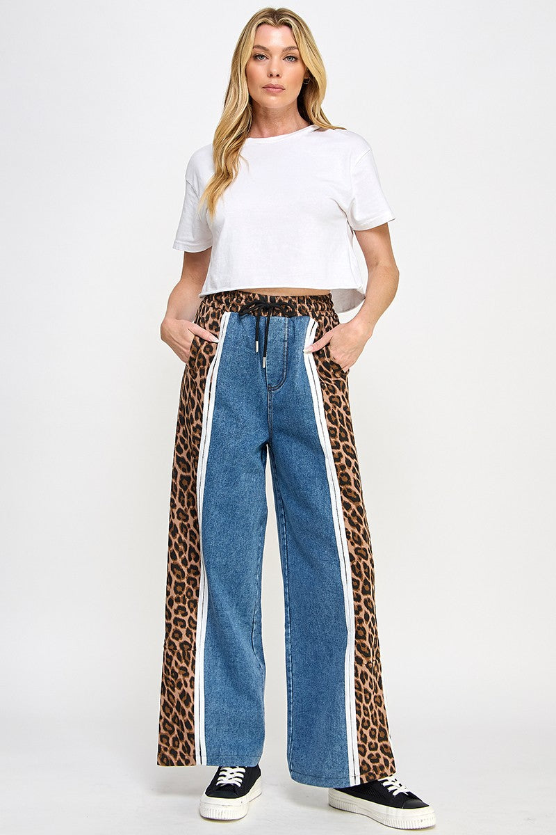 Animal Print Side Patch Denim