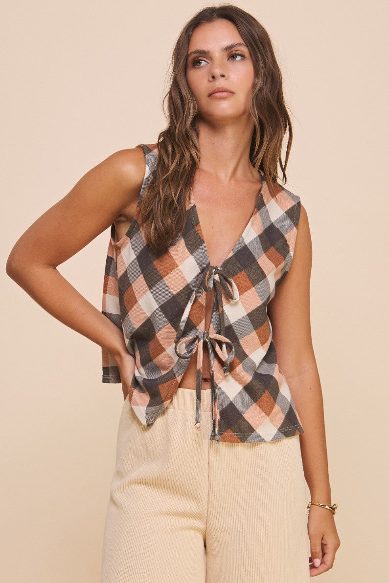 Plaid Tie Vest